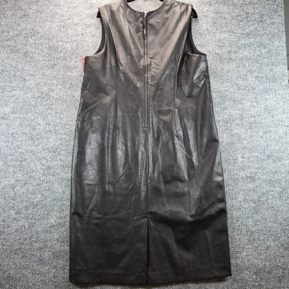 Spanx Dress Faux Leather Fitted Sheath 1X Luxe Black Womens